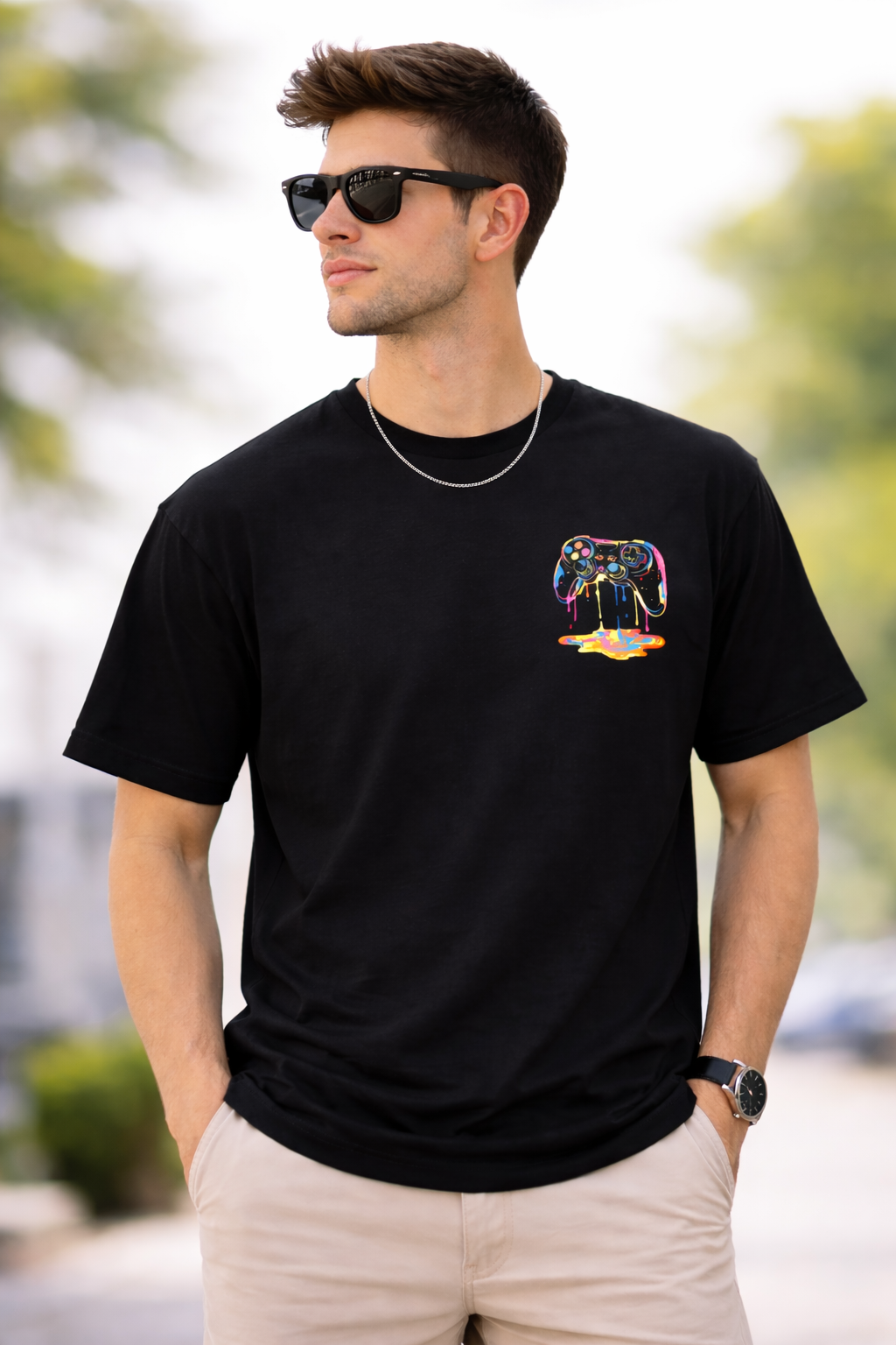 Men Game Remote Printed Regular Fit Cotton T-Shirts