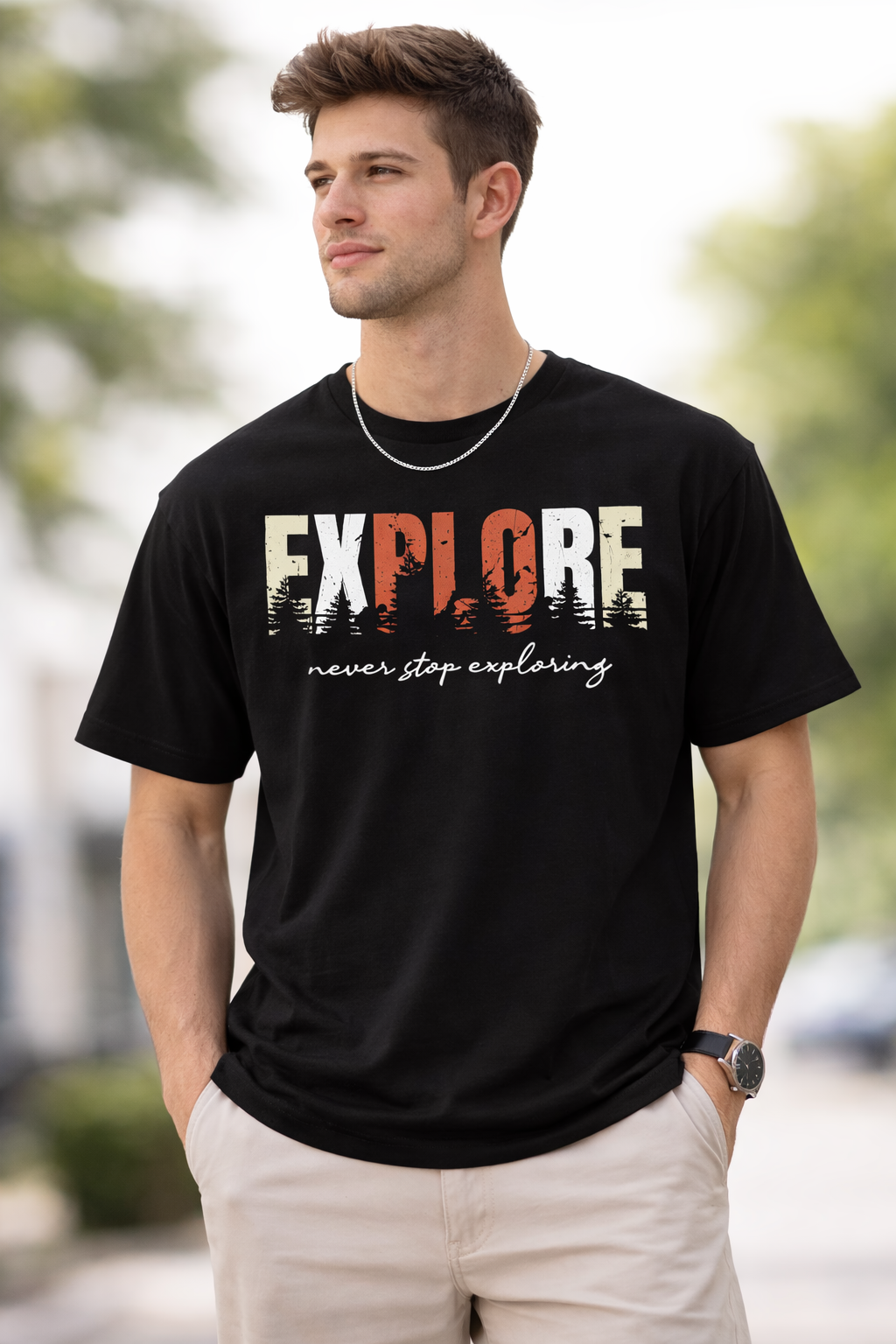 Regular Explore Printed Cotton Men T-Shirt