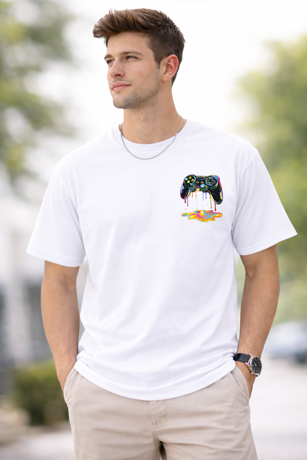 Men Game Remote Printed Regular Fit Cotton T-Shirts